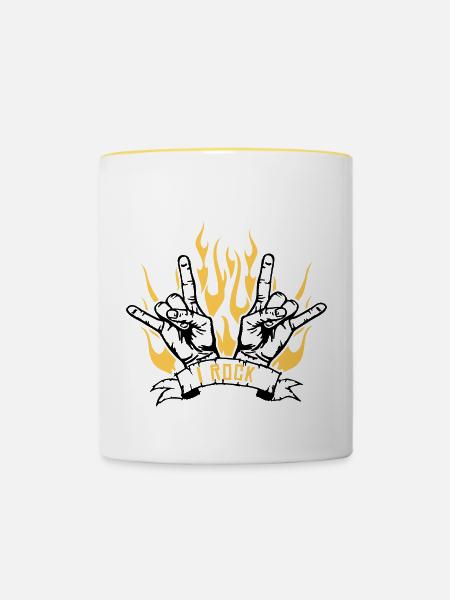 I rock - Tasse zweifarbig - Weiß/Gelb