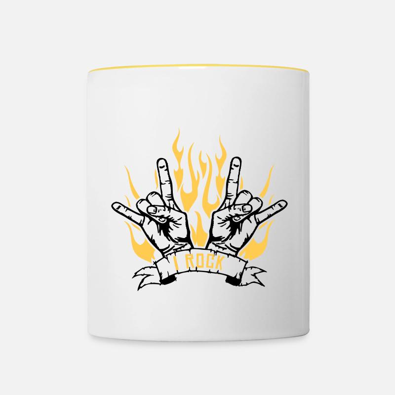 I rock - Tasse zweifarbig - Weiß/Gelb