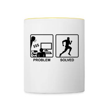 Running solves Problems - Man - Contrasting Mug - white/yellow - Front