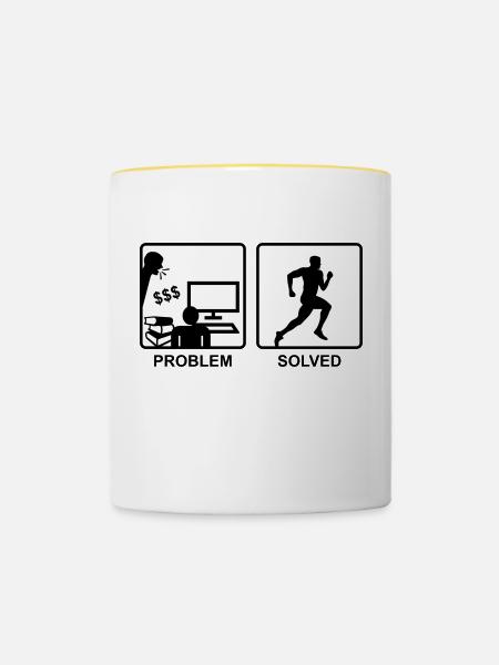 Running solves problems - Man - Mug contrasté - blanc/jaune