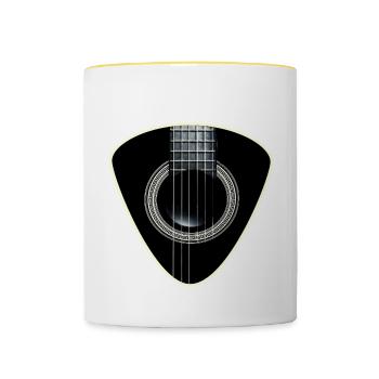 Guitar pick 6 strings Acoustic guitar graphic - Contrasting Mug - white/yellow - Front