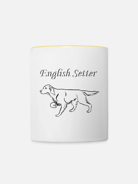English Setter vorstehend - Tasse zweifarbig - Weiß/Gelb
