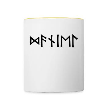 Nom - Daniel - en runes - Mug contrasté - blanc/jaune - Devant