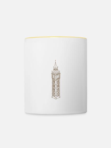 Big Ben Tower - Tasse zweifarbig - Weiß/Gelb