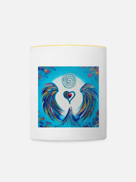 Herzengel der Inspiration - Tasse zweifarbig - Weiß/Gelb