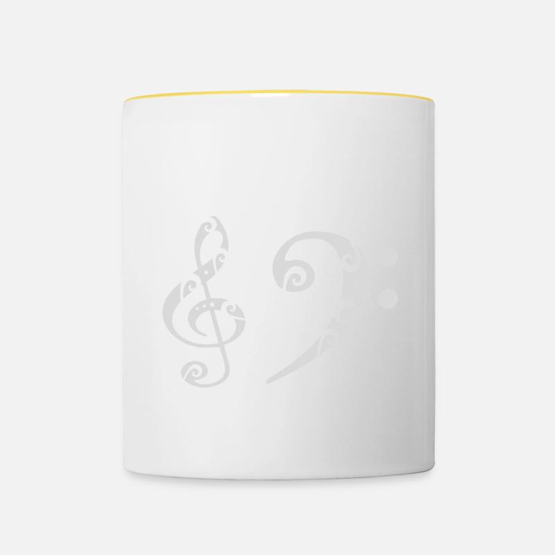 Idée cadeau musicien clé de sol clé de sol - Mug contrasté - blanc/jaune