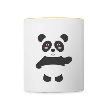 Panda - zum selbst gestalten - Tasse zweifarbig - Weiß/Gelb - Vorne