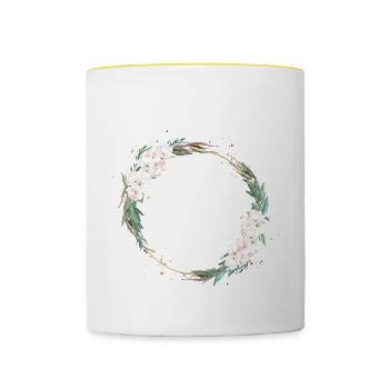 Cercle de fleurs Boho Beachy - Mug contrasté - blanc/jaune - Devant