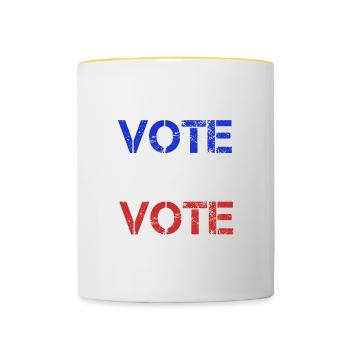 Vote Vote Vote - Contrasting Mug - white/yellow - Front