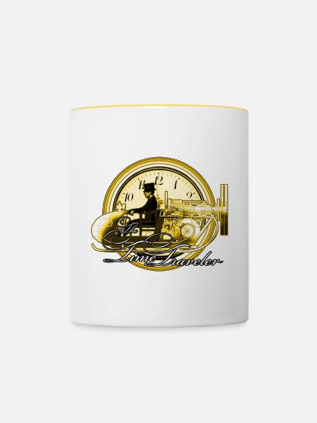 Der Zeitreisende - Tasse zweifarbig - Weiß/Gelb