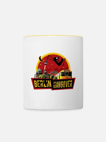 Berlin Kater - Tasse zweifarbig - Weiß/Gelb