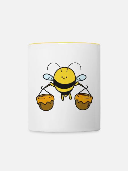 Biene Bienen - Tasse zweifarbig - Weiß/Gelb
