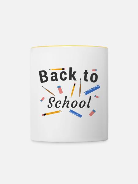 Zurück zur Schule - Tasse zweifarbig - Weiß/Gelb