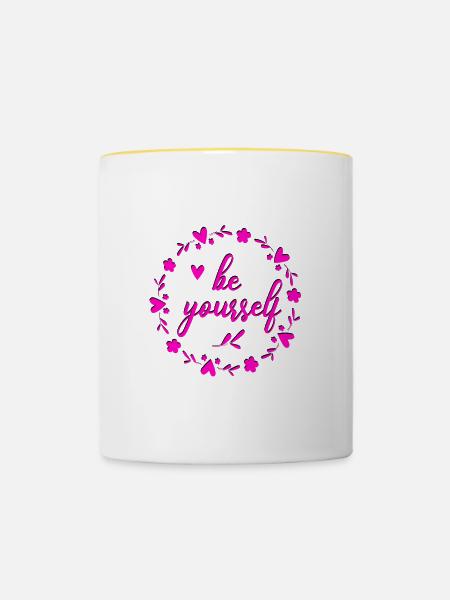 be yourself - Tasse zweifarbig - Weiß/Gelb