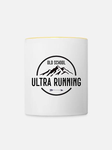 Old-School-Ultra-Running - Tasse zweifarbig - Weiß/Gelb