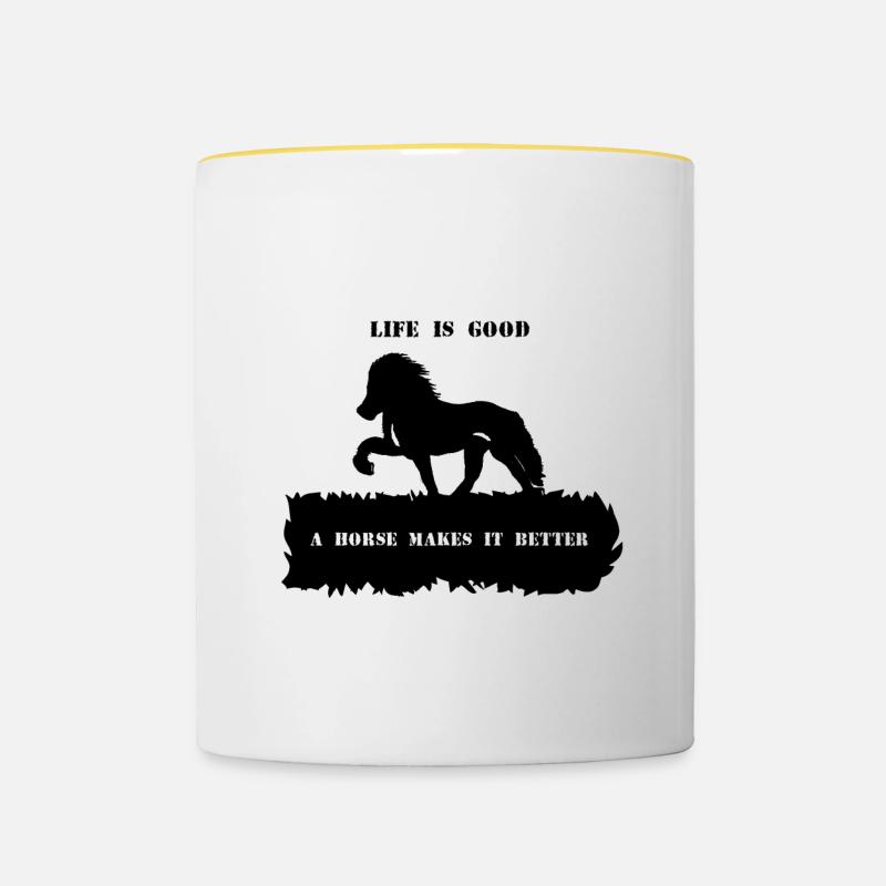 Proverbe 2 avec cheval 1 noir - Mug contrasté - blanc/jaune