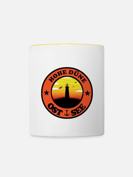 Leuchtturm Ostsee Hohe Düne - Tasse zweifarbig - Weiß/Gelb
