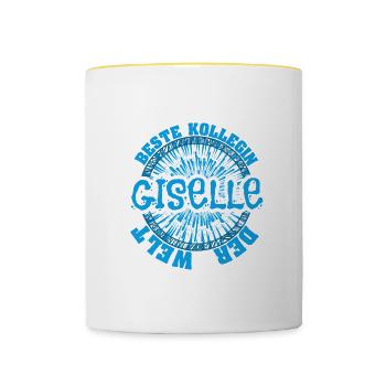 Beste Arbeitskollegin Giselle - Tasse zweifarbig - Weiß/Gelb - Vorne