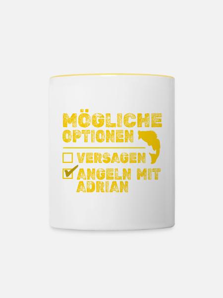 Angeln Fisch Adrian - Tasse zweifarbig - Weiß/Gelb
