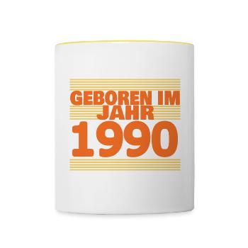 im 1990 - Tasse zweifarbig - Weiß/Gelb - Vorne