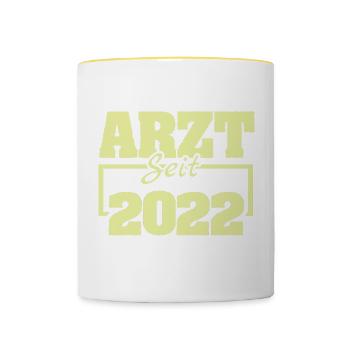 Ärztin 2022 - Tasse zweifarbig - Weiß/Gelb - Vorne