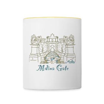 Mdina Gate, Malta - Tasse zweifarbig - Weiß/Gelb - Vorne