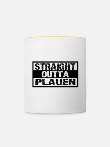 Plauen - Tasse zweifarbig - Weiß/Gelb