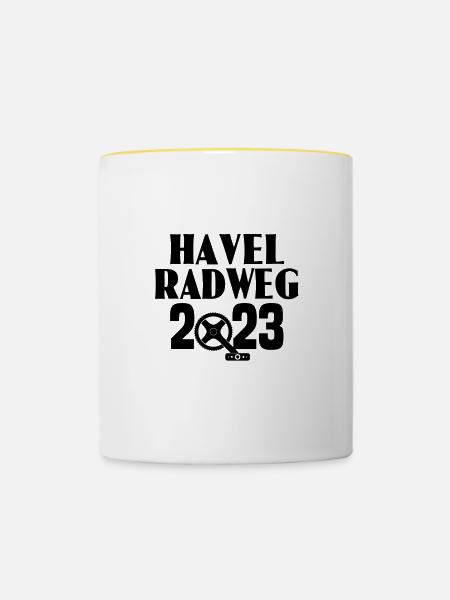 Havel Radweg - Tasse zweifarbig - Weiß/Gelb
