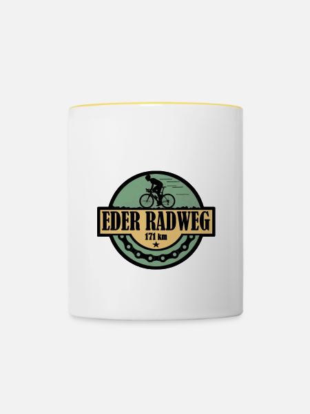 Eder Radweg - Tasse zweifarbig - Weiß/Gelb