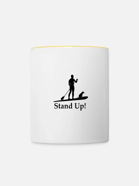 standup paddeln - Tasse zweifarbig - Weiß/Gelb