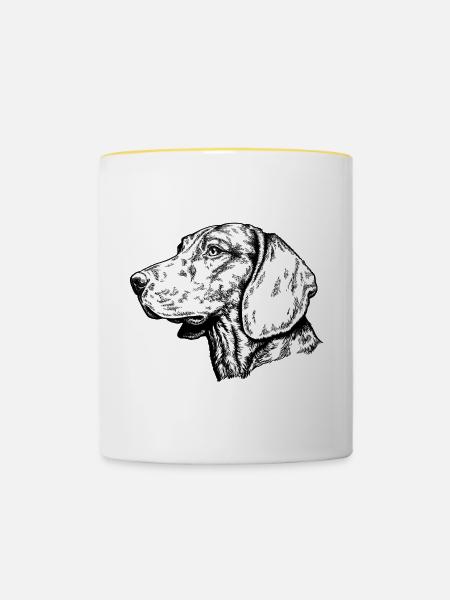 Schweisshunde Portrait - Tasse zweifarbig - Weiß/Gelb