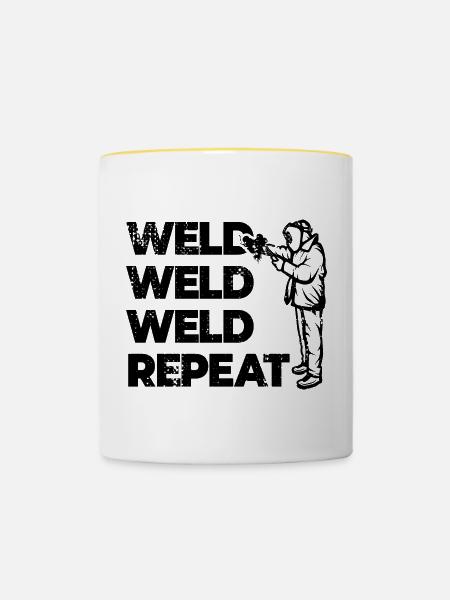 Schweißen Wiederholen - Tasse zweifarbig - Weiß/Gelb