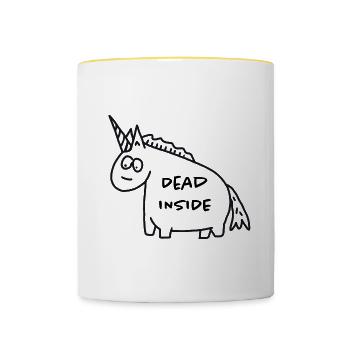 Unicorn - Dead Inside - Contrasting Mug - white/yellow - Front
