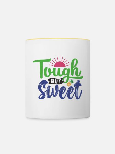 Tough und süß - Tasse zweifarbig - Weiß/Gelb