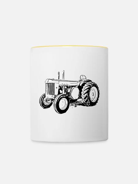 Model R Traktor - Tasse zweifarbig - Weiß/Gelb