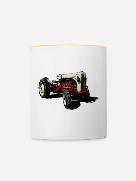 Oldtimer Traktor 8N - Tasse zweifarbig - Weiß/Gelb