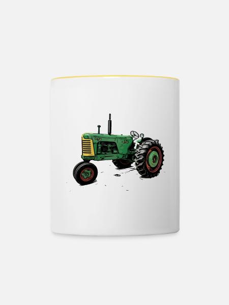 Oliver 88 Traktor - Tasse zweifarbig - Weiß/Gelb