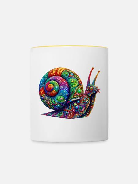 Schnecke - Tasse zweifarbig - Weiß/Gelb
