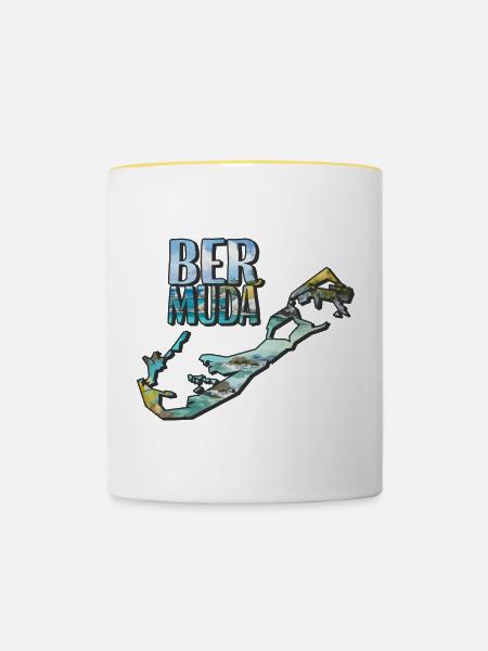 Aquarell Landkarte Bermuda - Tasse zweifarbig - Weiß/Gelb