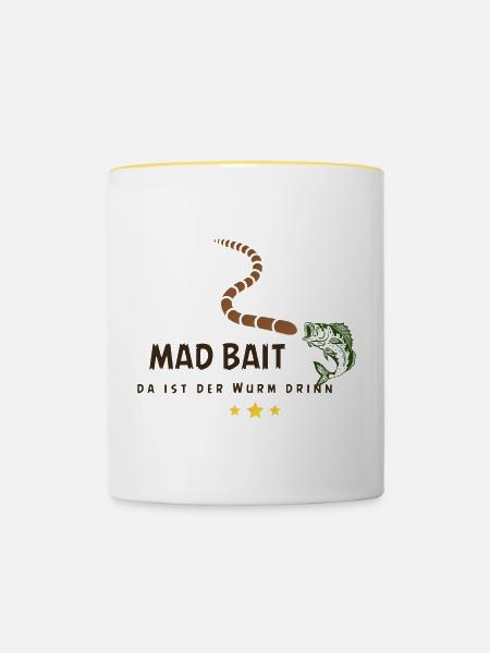Mad Bait: Wurm im Köder - Tasse zweifarbig - Weiß/Gelb