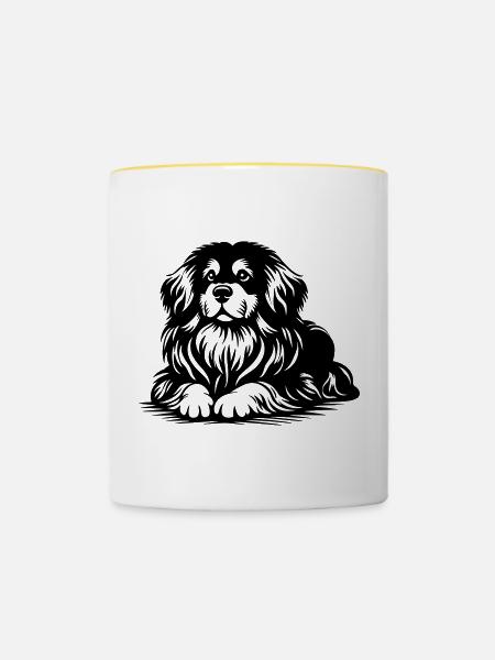 Tibet Spaniel - Tasse zweifarbig - Weiß/Gelb