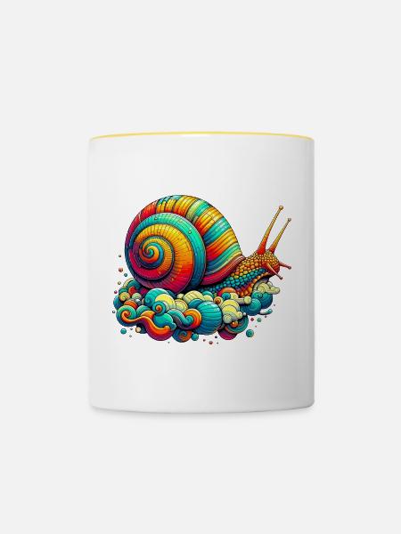 Schnecke - Tasse zweifarbig - Weiß/Gelb