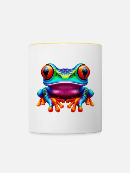 Frosch - Tasse zweifarbig - Weiß/Gelb