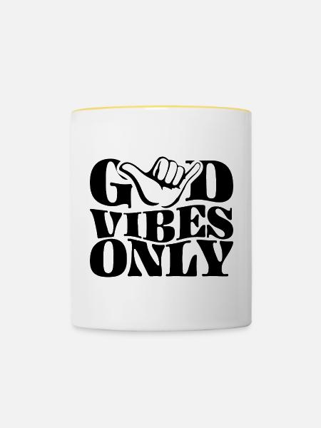 Positive Energie - Tasse zweifarbig - Weiß/Gelb