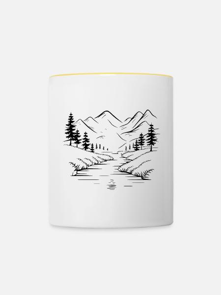 Gebirge - Tasse zweifarbig - Weiß/Gelb