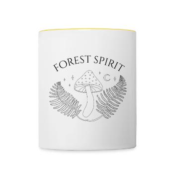 Waldgeist, Pilz und Farn - Tasse zweifarbig - Weiß/Gelb - Vorne