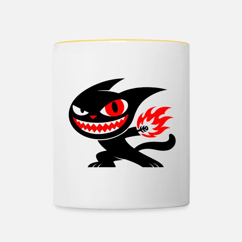 Créature en feu - Mug contrasté - blanc/jaune