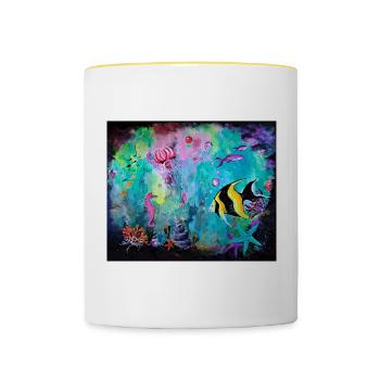 Coral reef - Contrasting Mug - white/yellow - Front