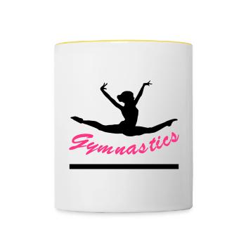 Gymnastics, Gymnastique, gymnast - Mug contrasté - blanc/jaune - Devant
