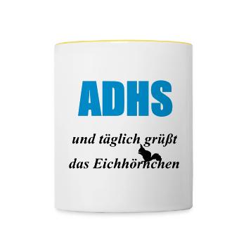 ADHS Eichhörnchen Geschenk - Tasse zweifarbig - Weiß/Gelb - Vorne
